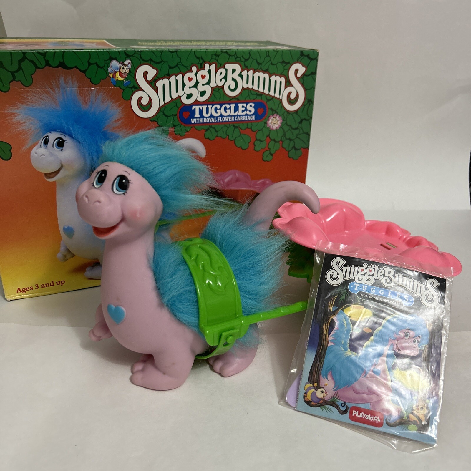 Figurina Playskool MB Snugglebumms TUGGLES 1985 vintage completa di scatola Germania