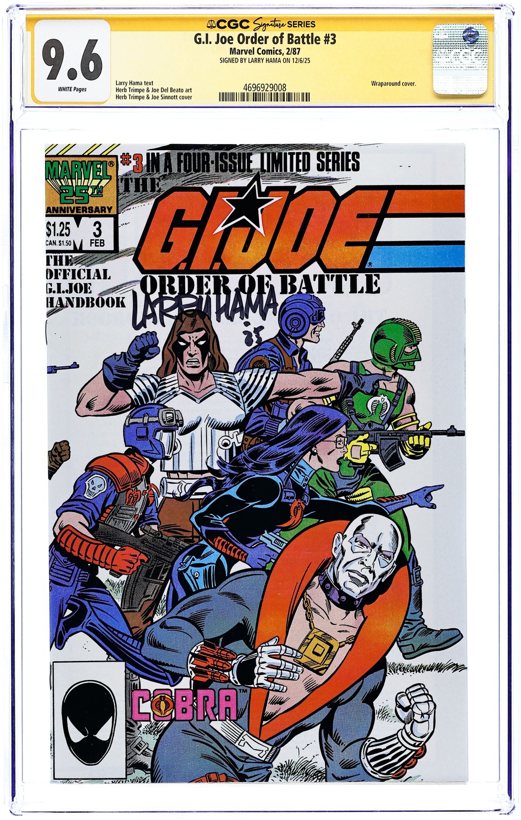 GI Joe Order of Battle #3 CGC 9.6 SS Hama 1987 4696929008