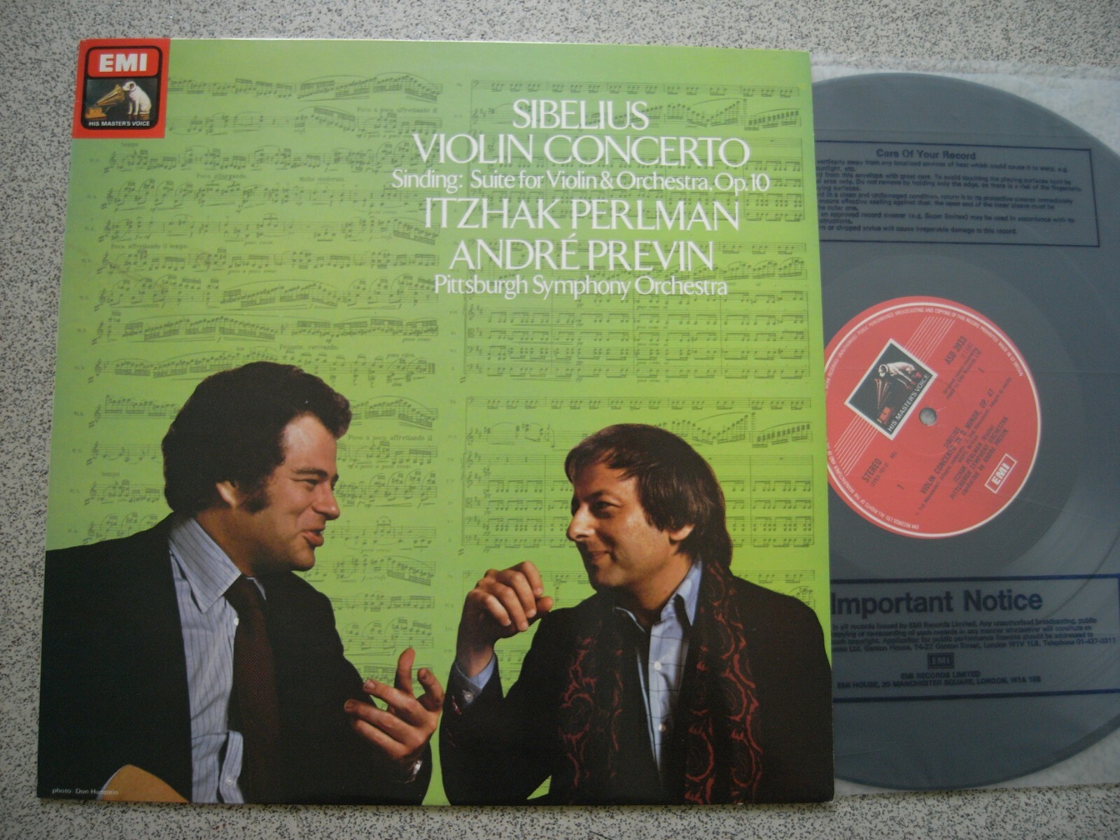 ASD 3933 Sibelius Violin Concerto Itzhak Perlman Pittsburgh Sym Orch. Previn