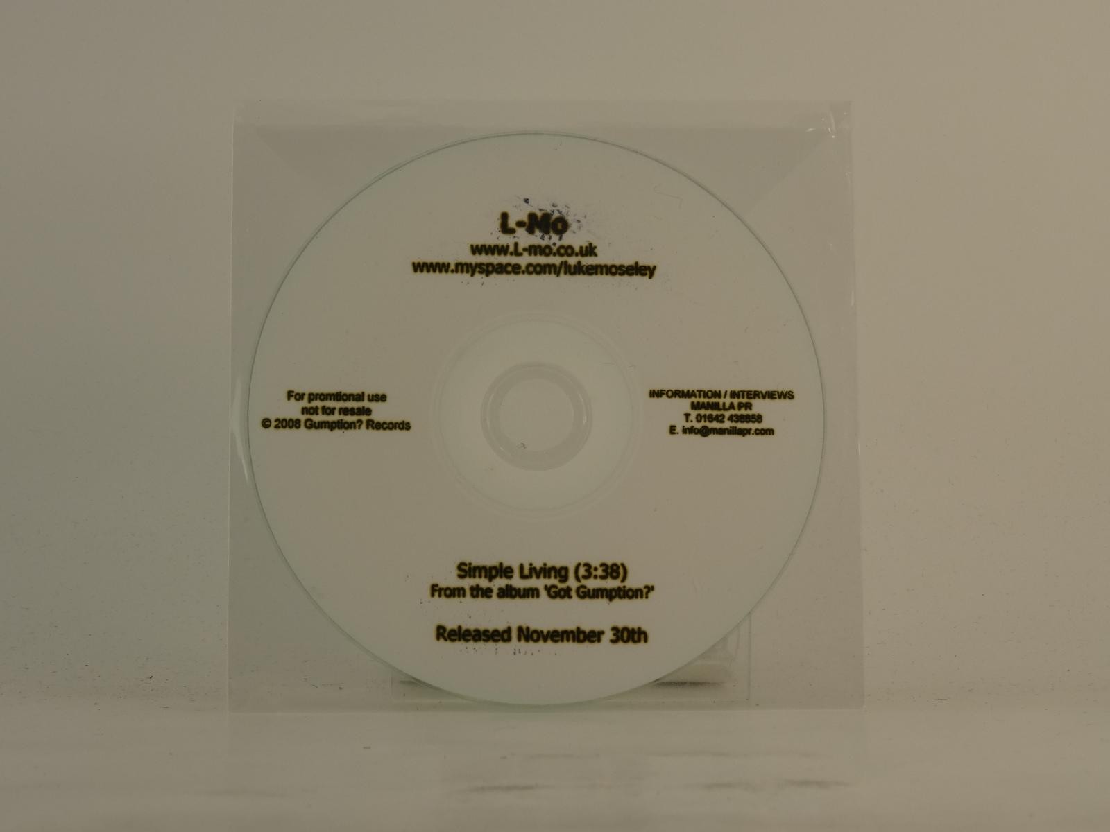 L-MO SIMPLE LIVING (E4) 1 Track Promo CD Single plus Plastic Sleeve 