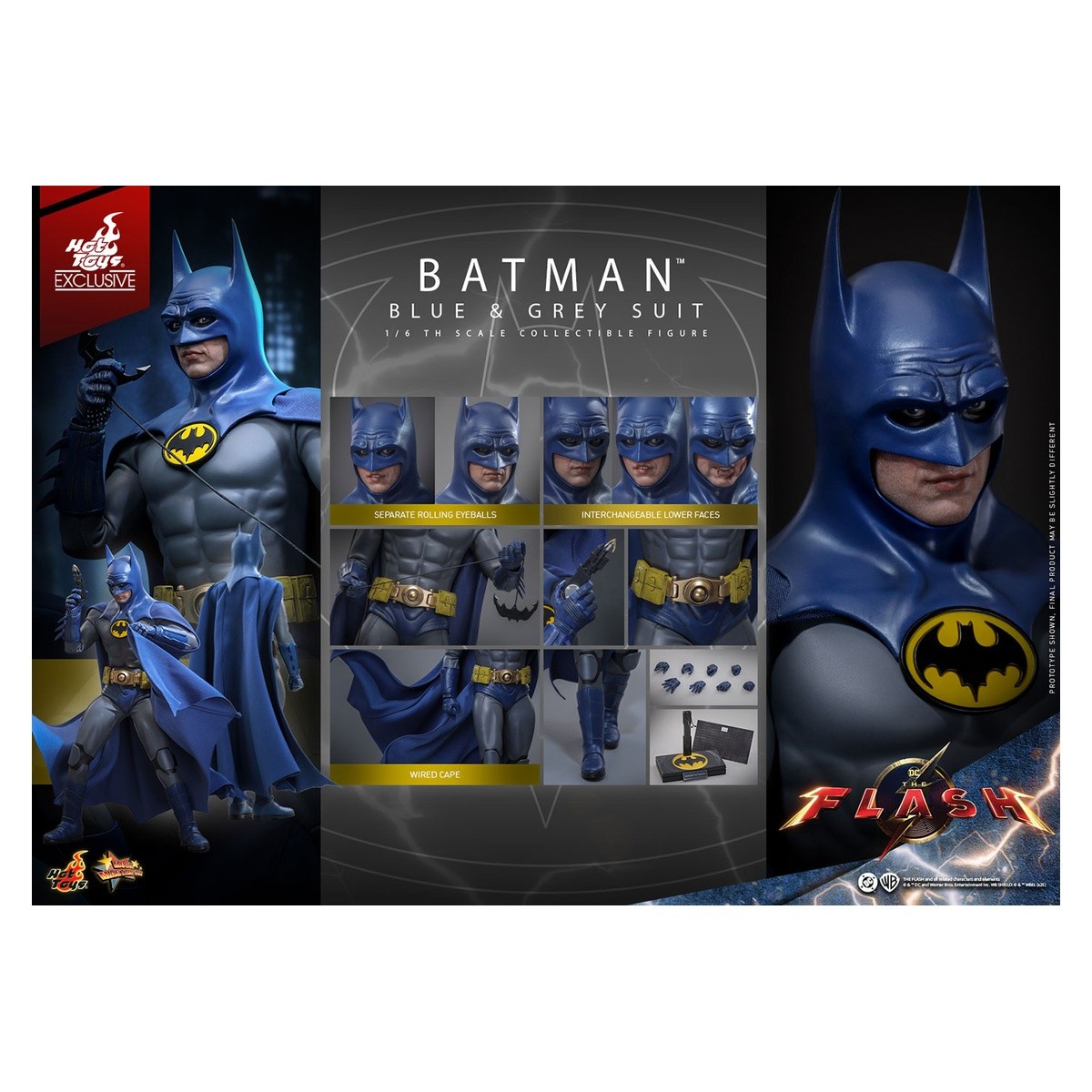 Batman Tuta Blu e Grigio The Flash Movie Capolavoro Scala 1/6 Hot Toys Figura