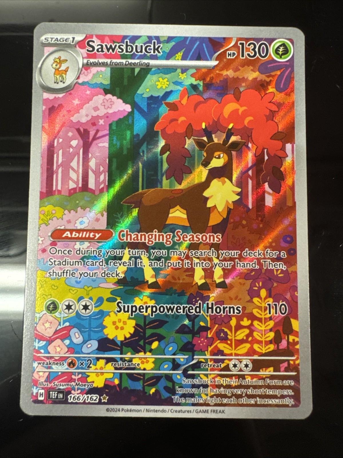 Pokemon TCG Sawsbuck 166/162 Illustration Rare Full Art Holo Temporal Forces
