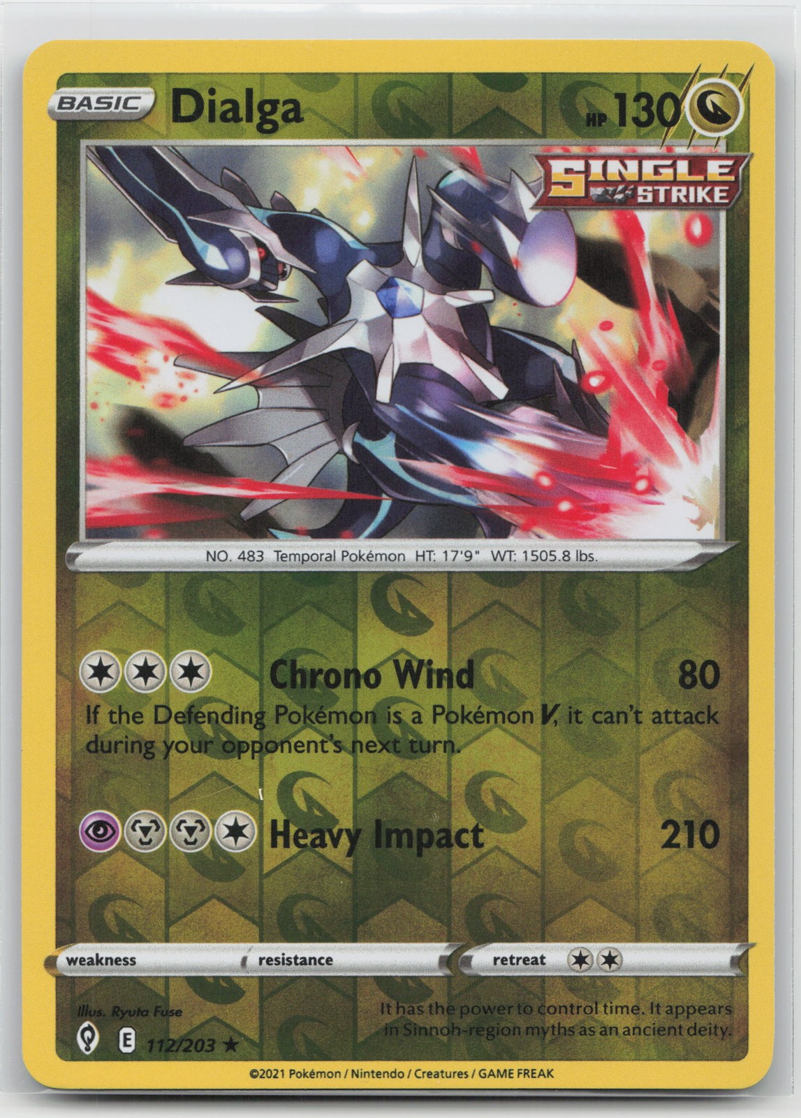 Evolving Skies Dialga 112/203 Holo Pokemon raro quasi nuovo fusibile Ryuta
