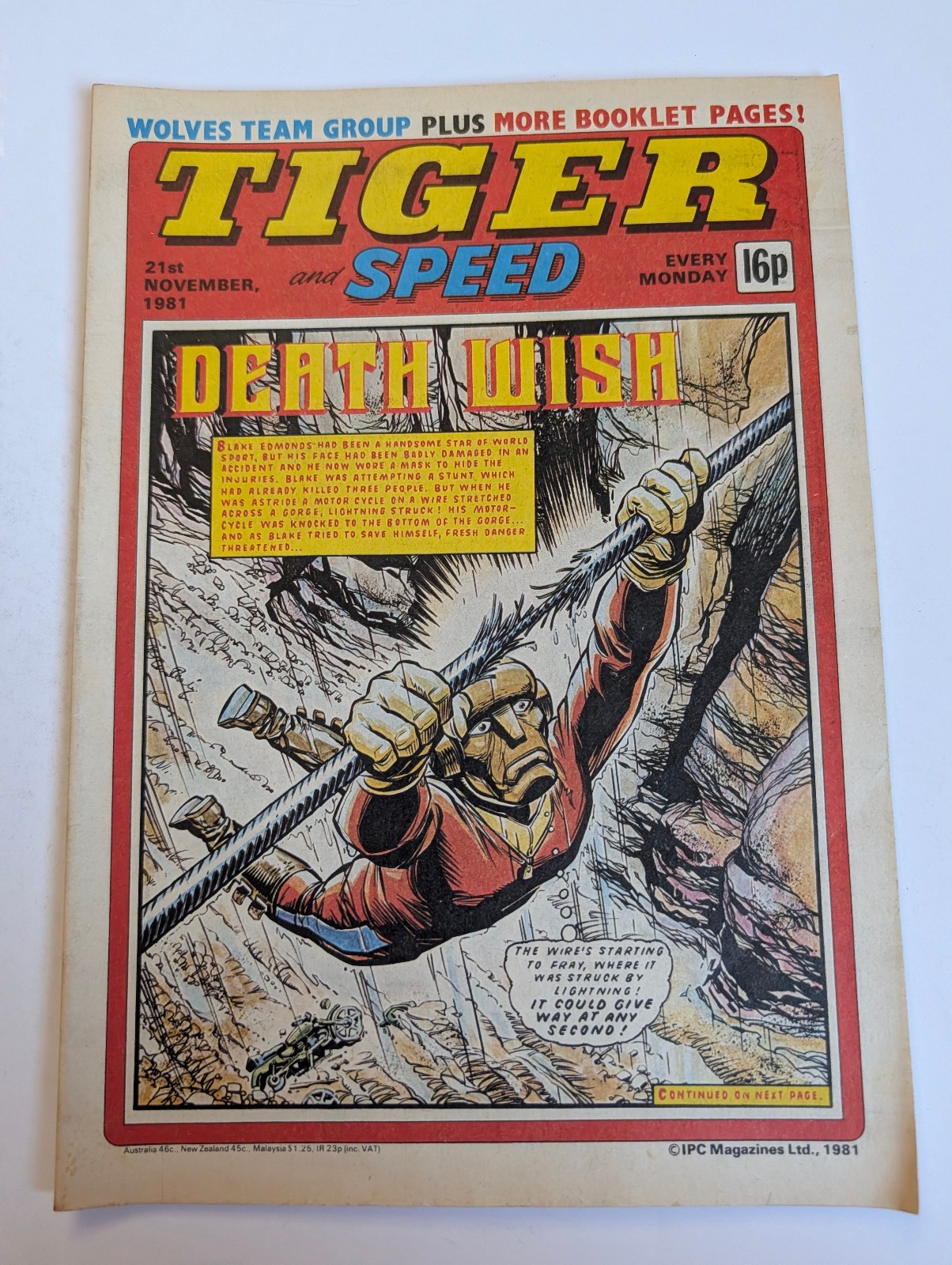 Tiger and Speed Comic 21st November 1981, IPC Magazines Ltd.
