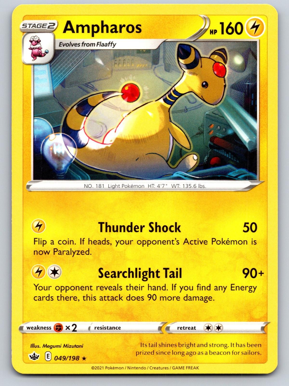Pokemon Regno Ghiacciante Ampharos 049/198 Raro Quasi Nuovo