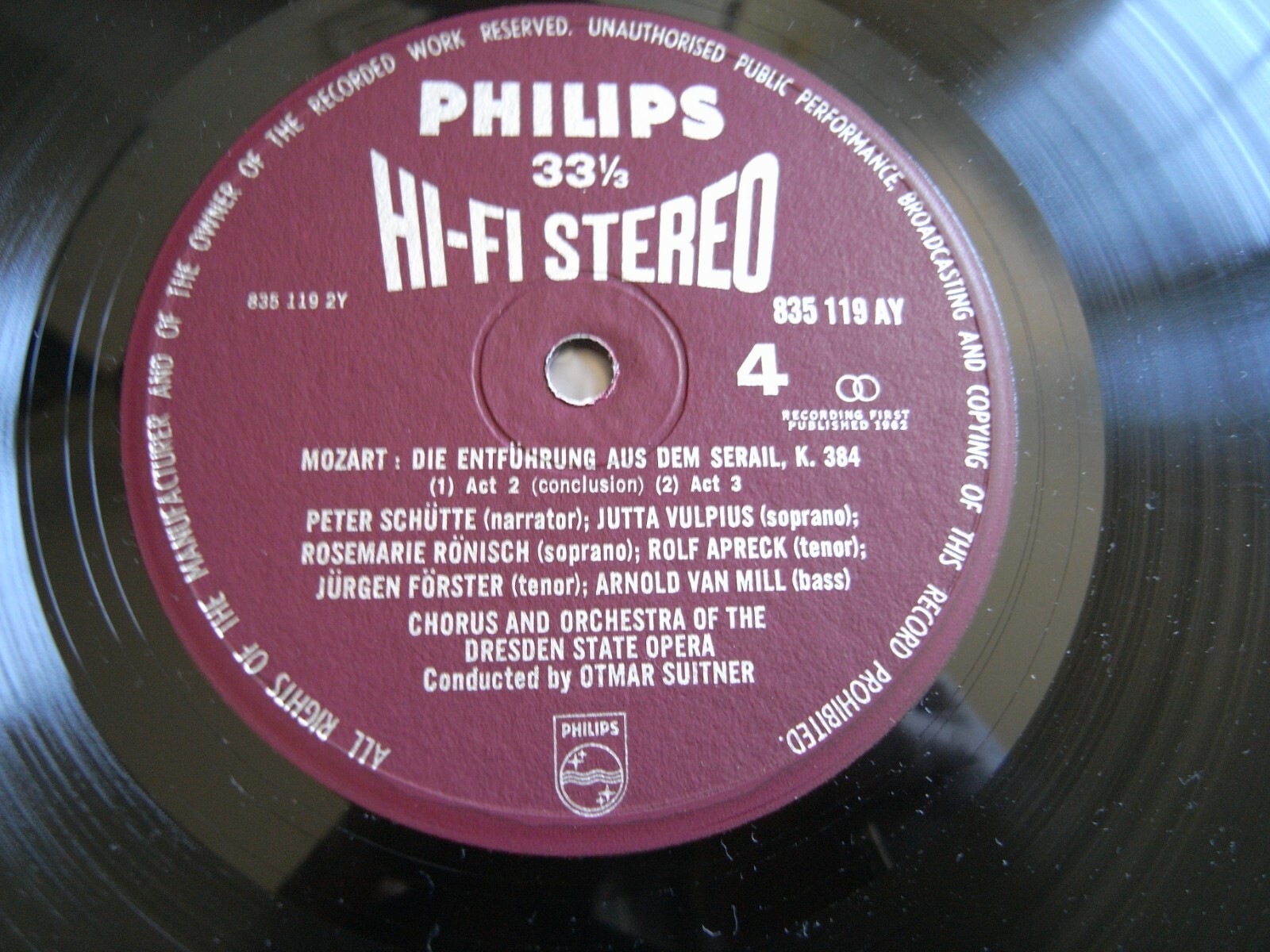 MOZART ENTFUHRUNG AUS DEM SERAIL  DRESDEN OPERA  PHILIPS 835 118AY  HIFI STEREO 