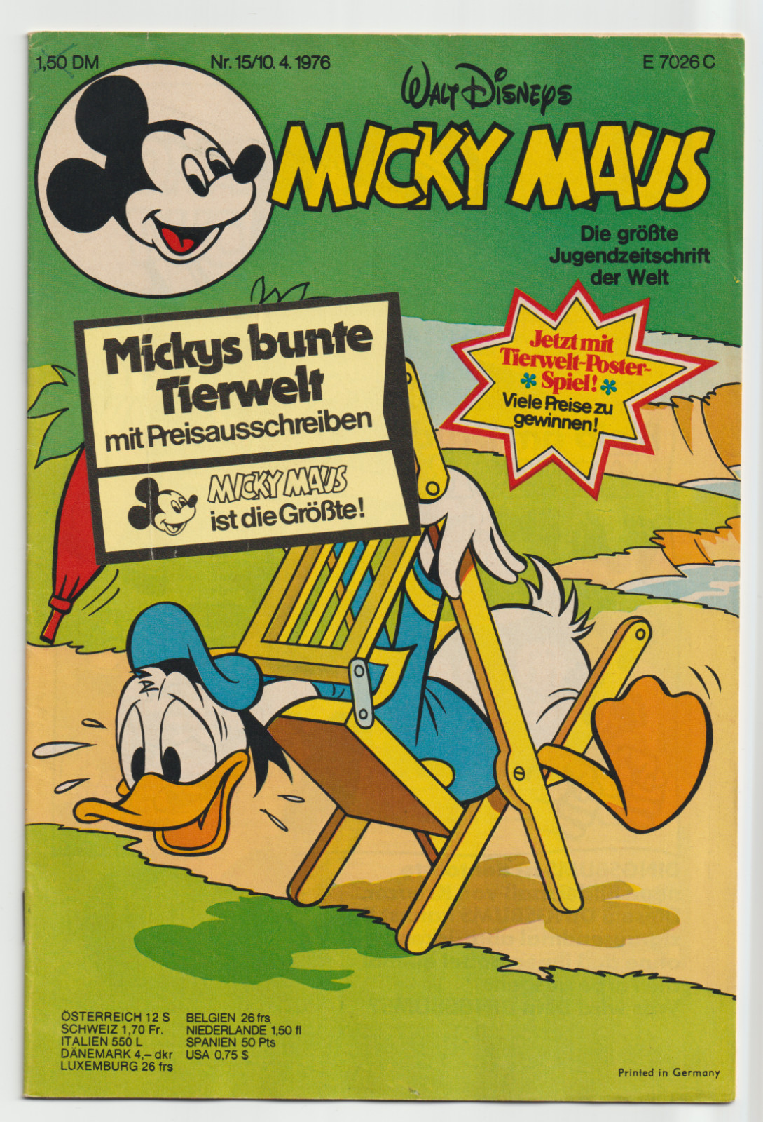 Quaderno Topolino 15/10/4/1976 con adesivo giallo in prima pagina