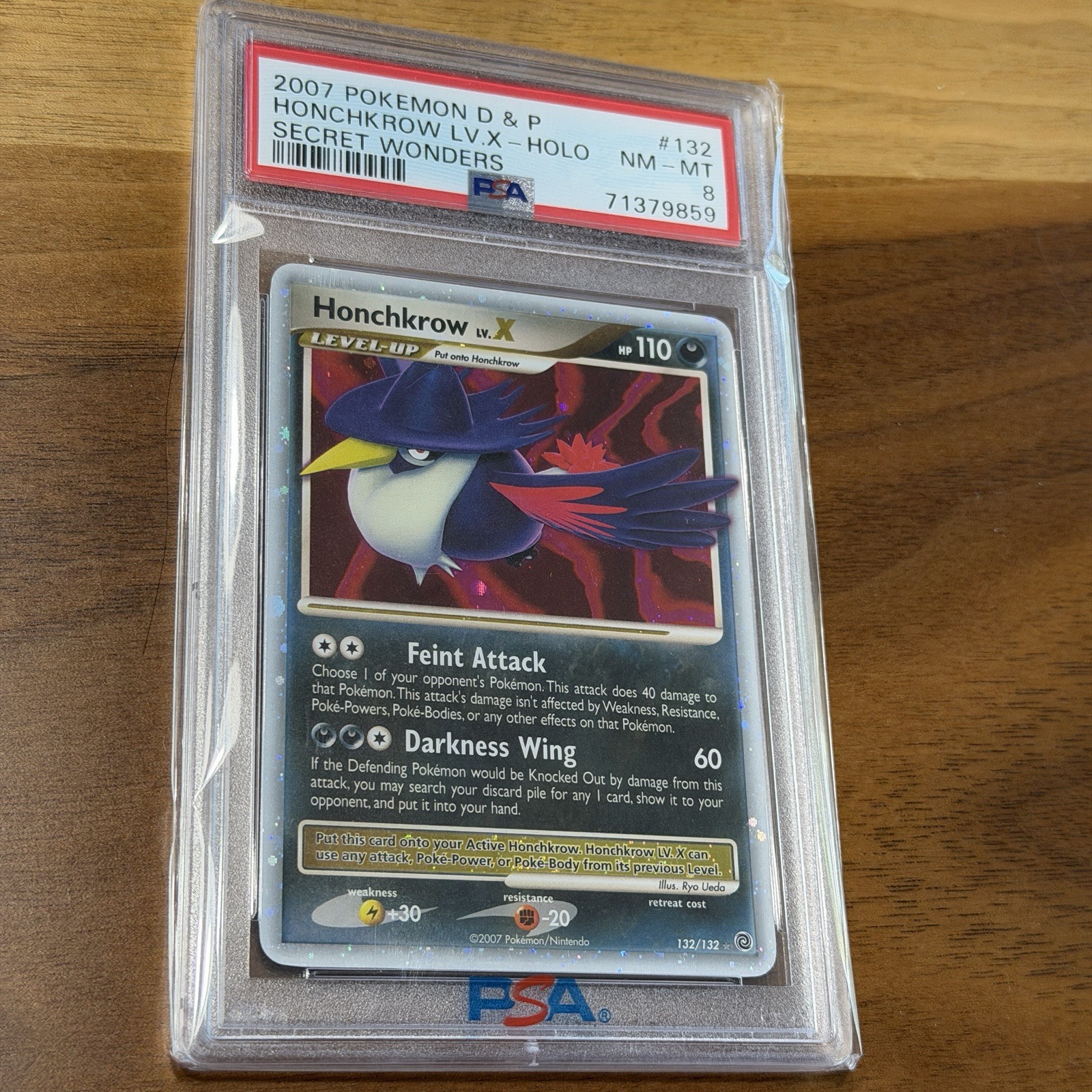2007 POKEMON D&P SECRET WONDERS HONCHKROW LV. X #132/132 UR HOLO FOIL PSA 8 E9