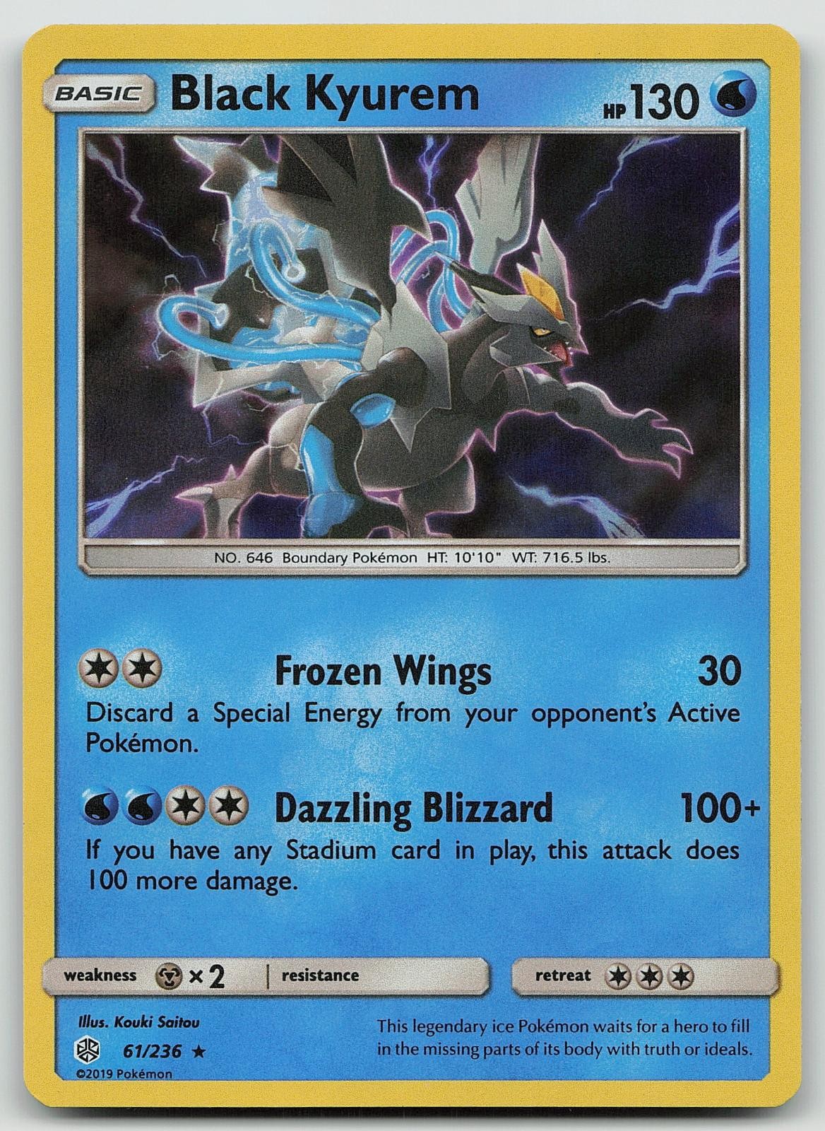 Pokemon Kyurem Nero 61/236 Eclissi Cosmica Raro Holo quasi nuovo
