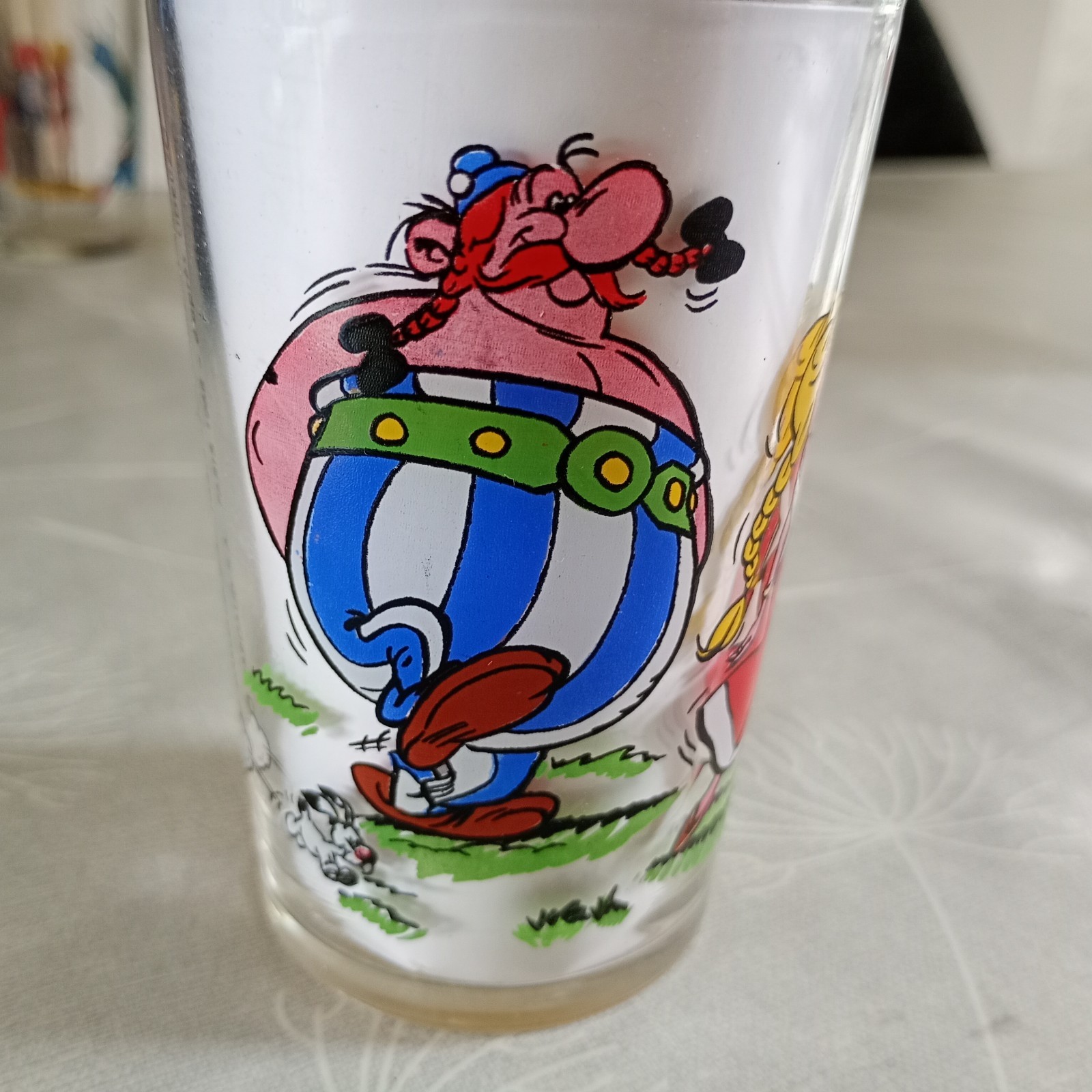 AMORA verre moutarde vintage ancien - ASTERIX / OBELIX - DARGAUD 1968