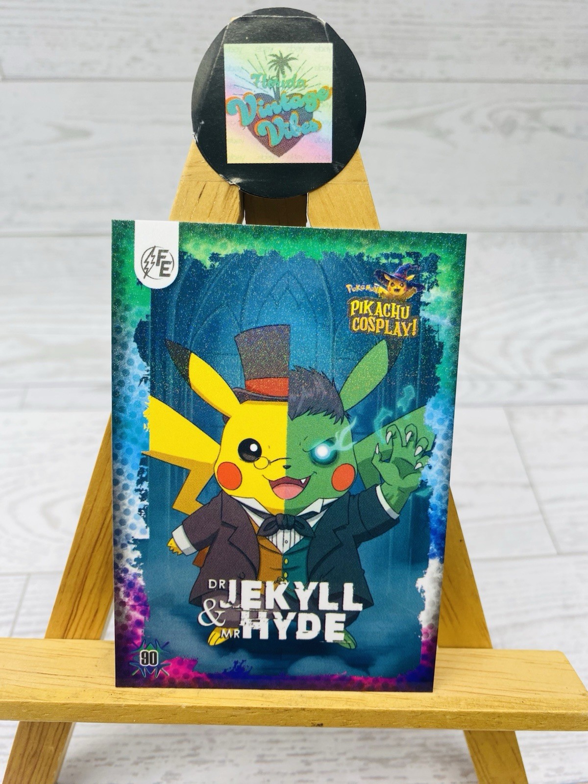 Pikachu as Cosplay Dr. Jekyll & Mr Hyde Horror Fan Art Glitter Dust Holo Card