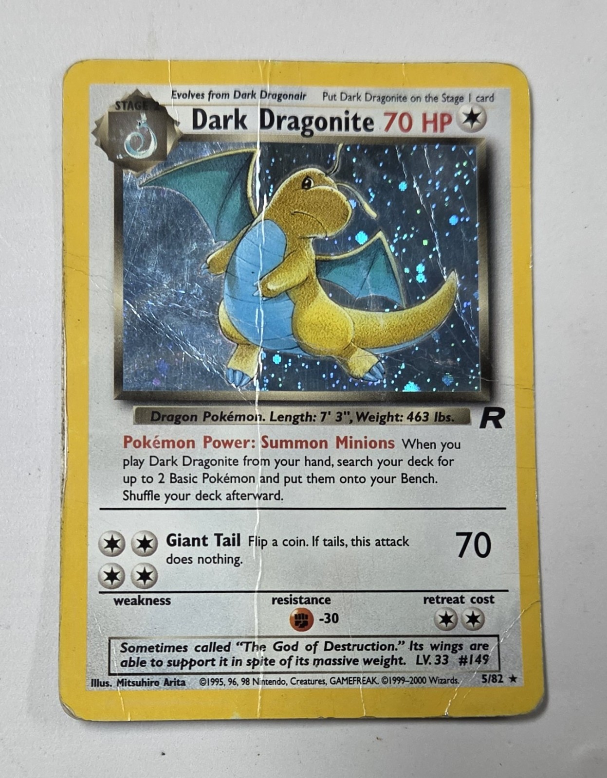 Pokemon 2000 TCG Dark Dragonite 5/82 Team Rocket Unlimited Holo Raro - POVERO