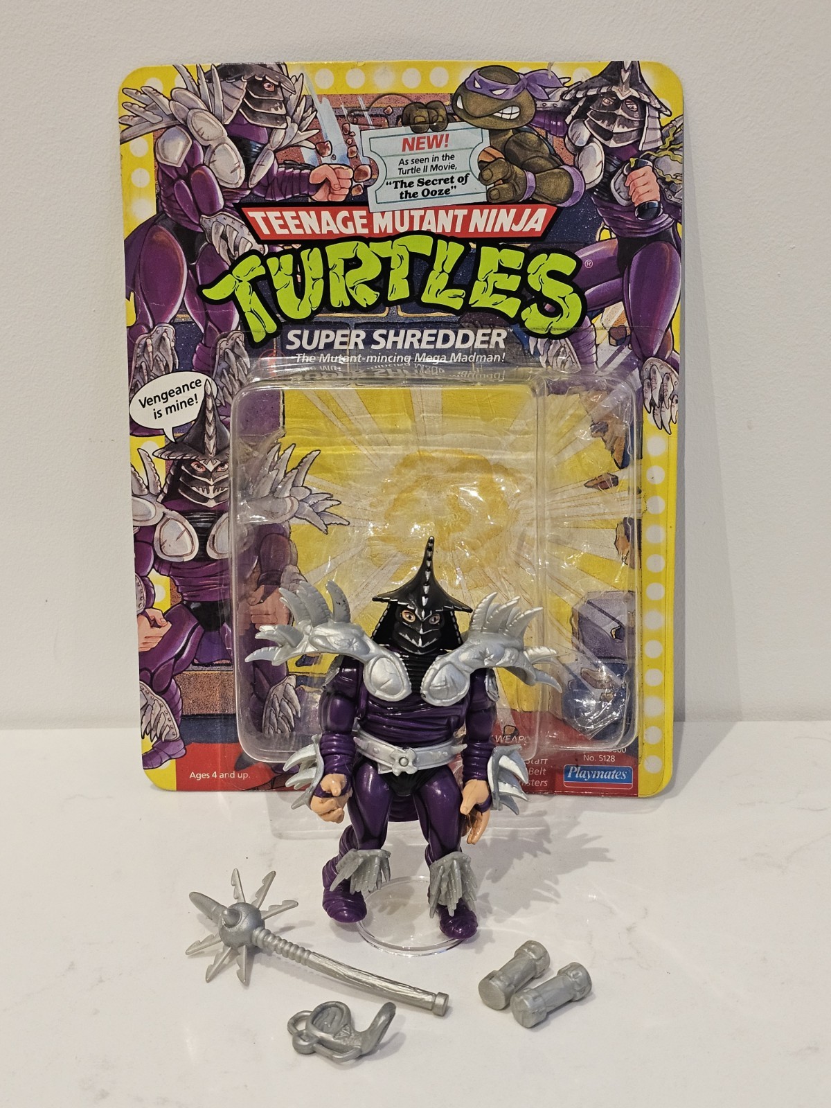 100% COMPLETE SUPER SHREDDER FIGURE, 1991, NINJA TURTLES, OPEN CARD, TMNT