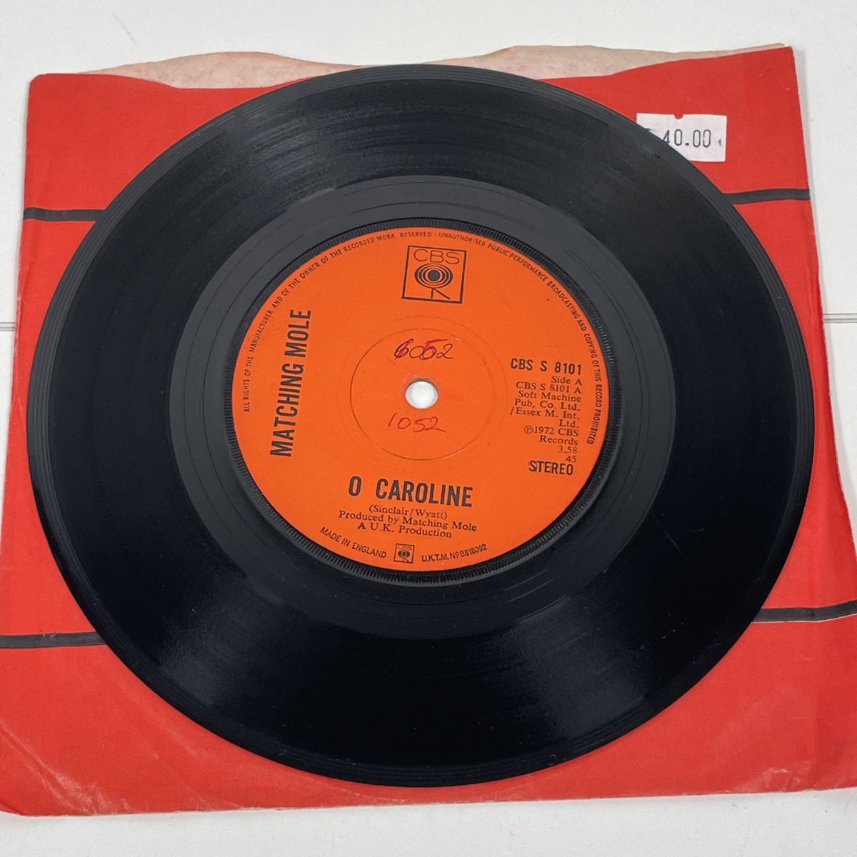 Matching Mole O Caroline 7” Single Vinyl Record 45rpm Signed Curtain CBS