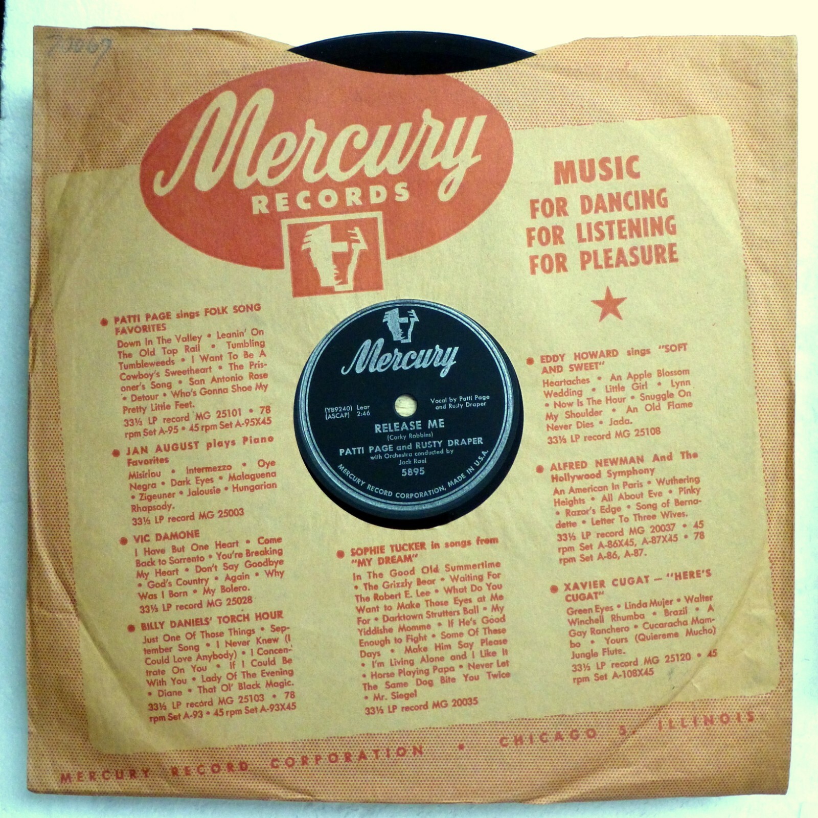 Patti Page & Rusty Draper Singolo 78 giri Release Me Wedding Bells MINT