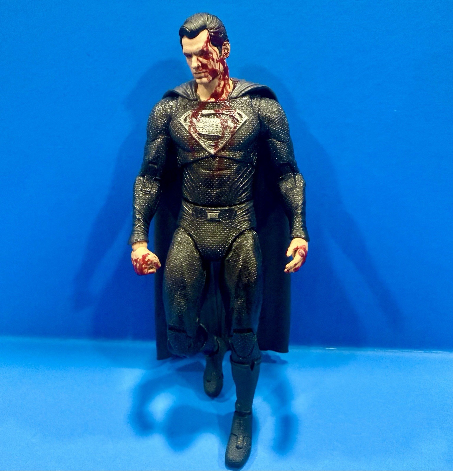 Superman Black Suit Custom Bloody Henry Cavil McFarlane DC Multiverse Justice