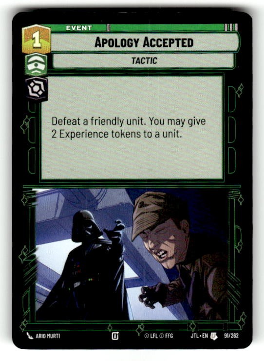 Scuse Accettate 091/262 Non Comune Star Wars Unlimited quasi nuovo