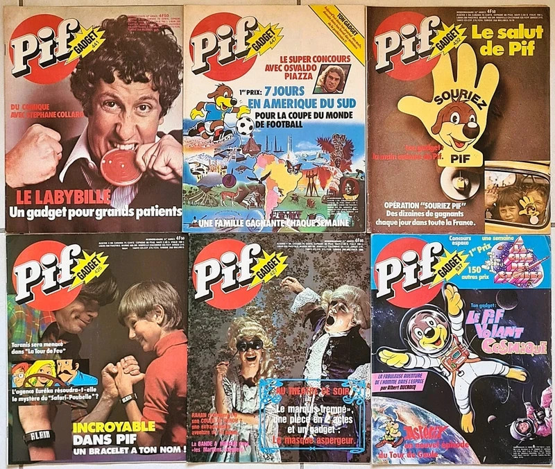 Lot de 6 magazines PIF GADGET vintage