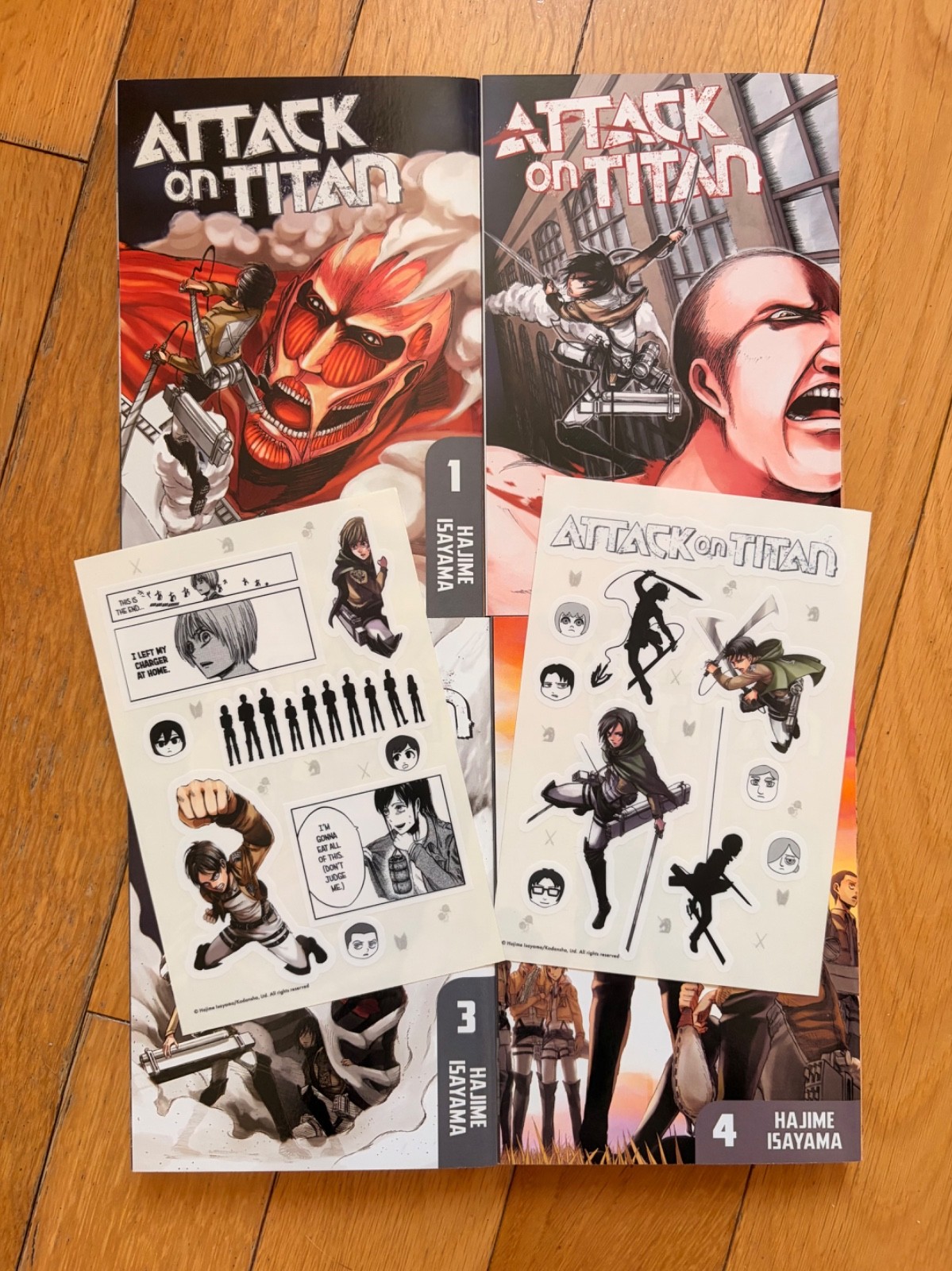 Attack On Titan Stagione 1 Parte 1 Volumi 1-4 Manga Box Set Adesivi Usati