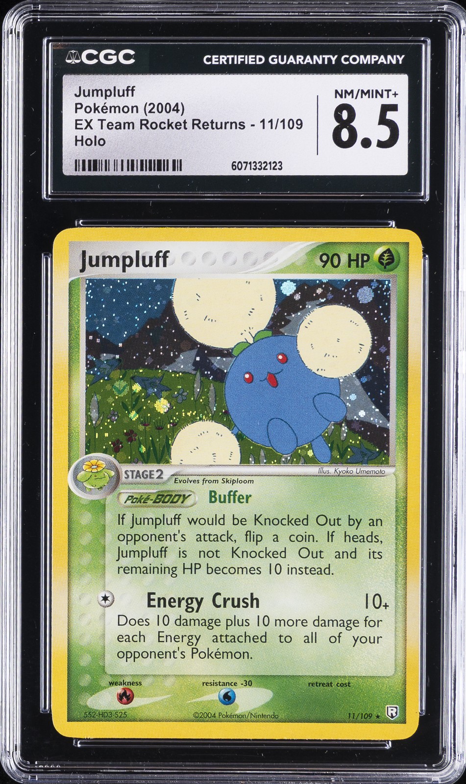 2004 POKÉMON EX TEAM ROCKET RETURNS HOLO #11/109 JUMPLUFF CGC 8.5