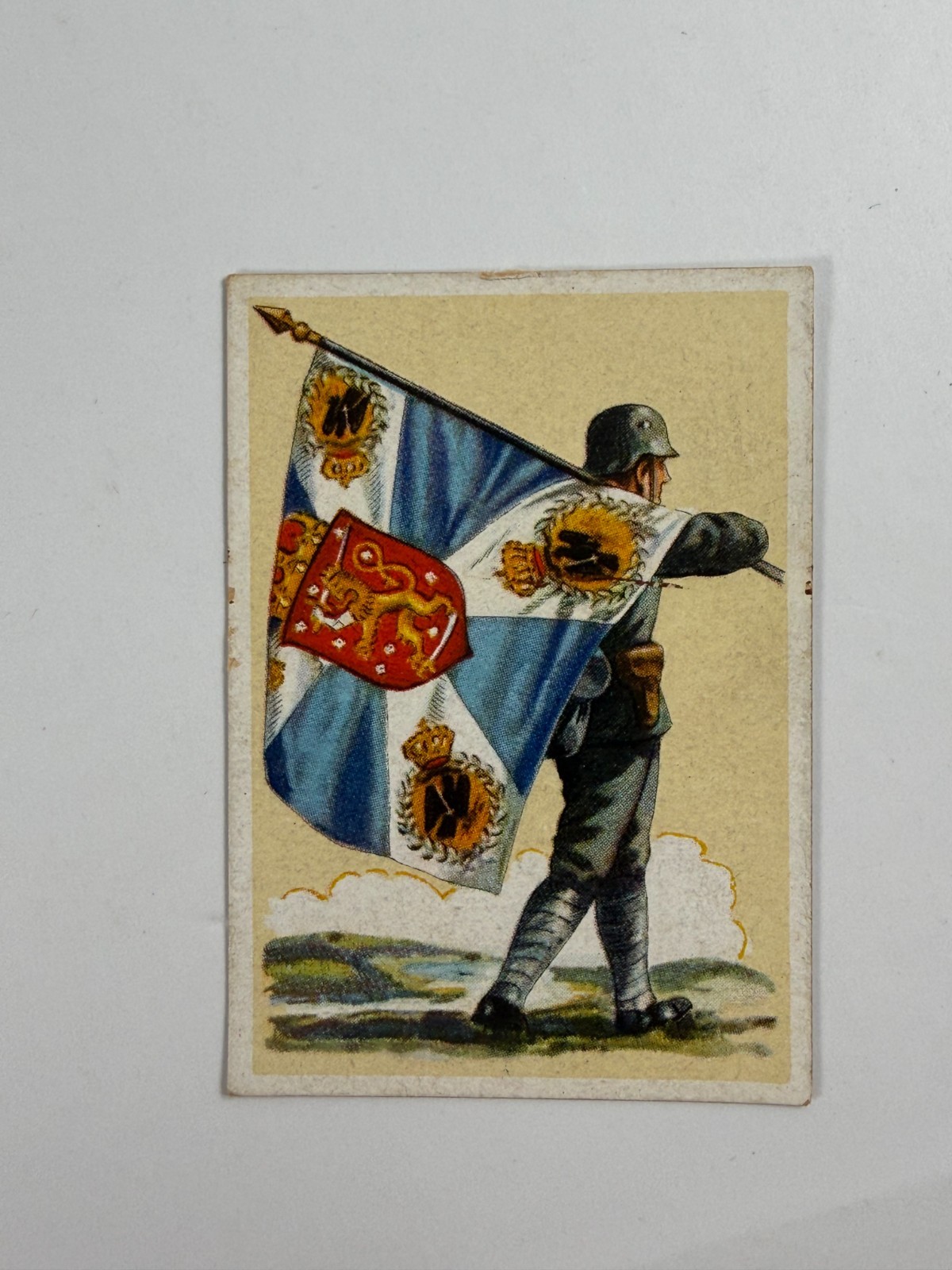 1933 Yosma Alva Bandiere 398 Finlandese Cacciatore Battaglione Prussiano Bandiera Sigaretta Card