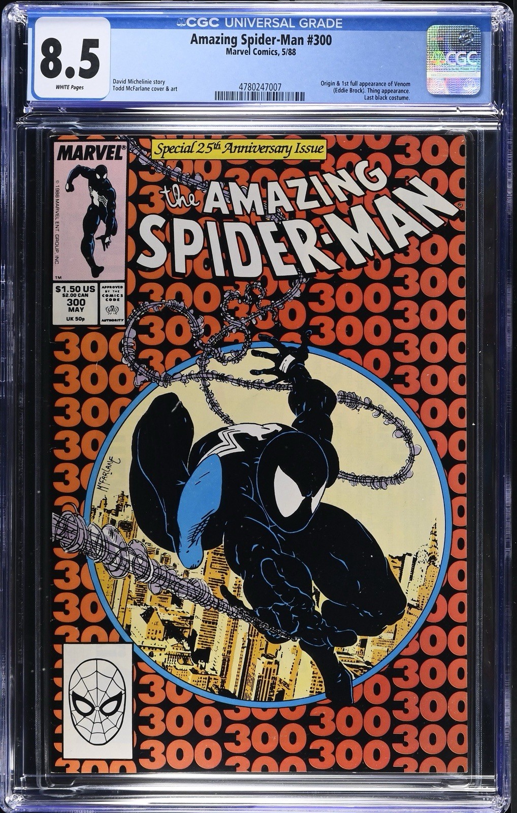 Amazing Spider-Man #300 1988 CGC 8,5 pagine bianche prima apparizione completa di Venom