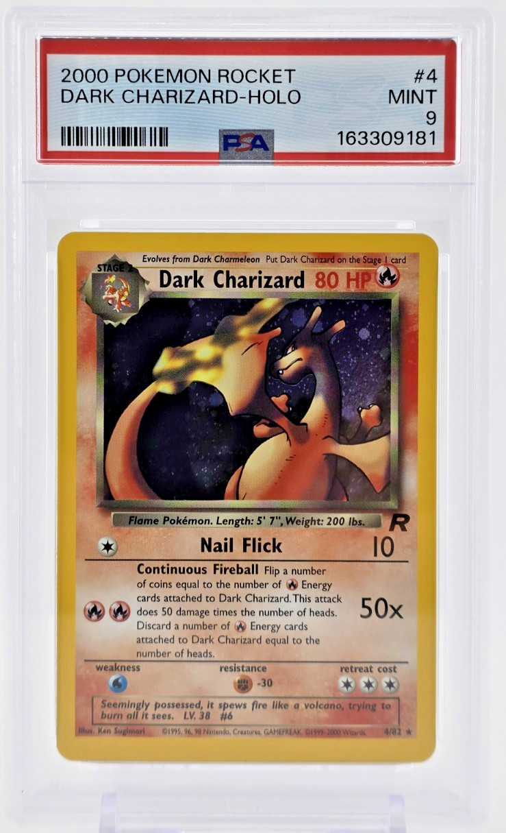 PSA 9 2000 DARK CHARIZARD CARTA POKEMON HOLO TEAM ROCKET COME NUOVA 9 4/82