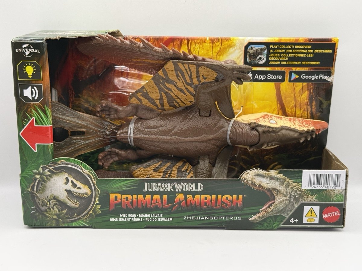 "Jurassic World Primal Ambush" Zhejiangopterus (birdsaurus) Wild Roar Mattel nuovo