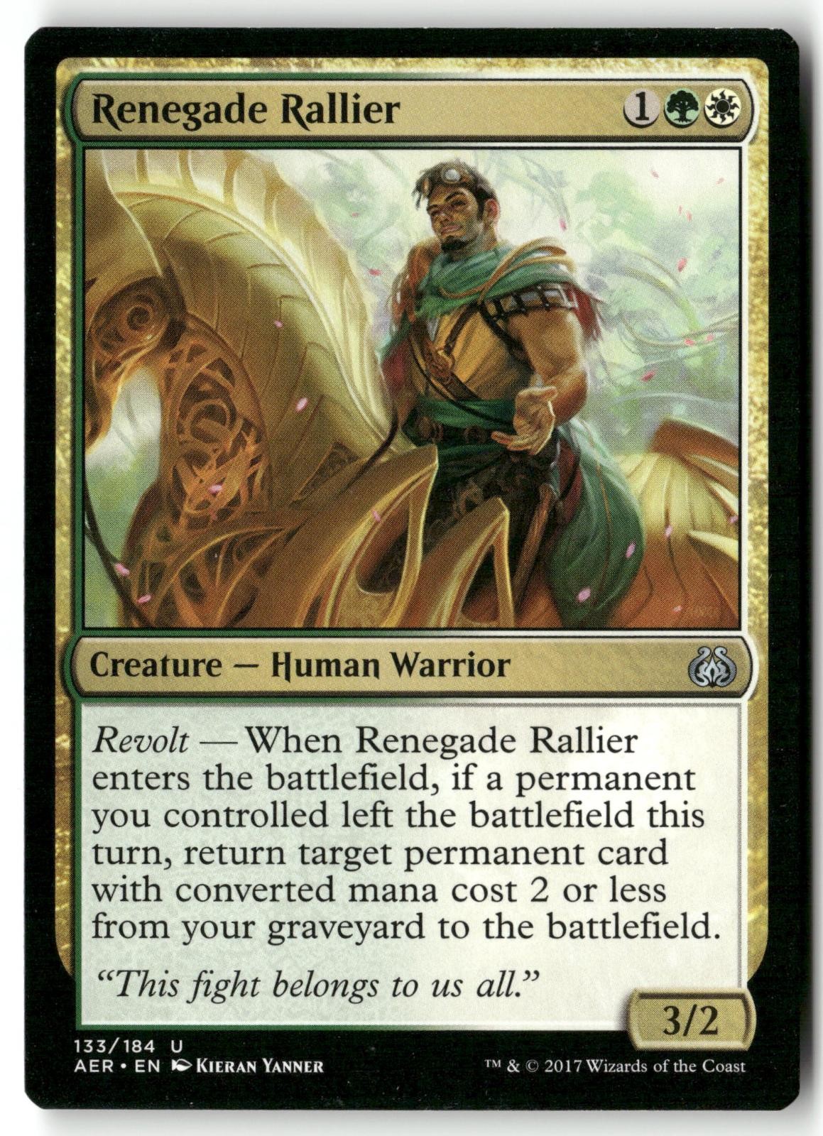 Renegade Rallier 133 Aether Revolt Magic: The Gathering non comune giocato leggermente
