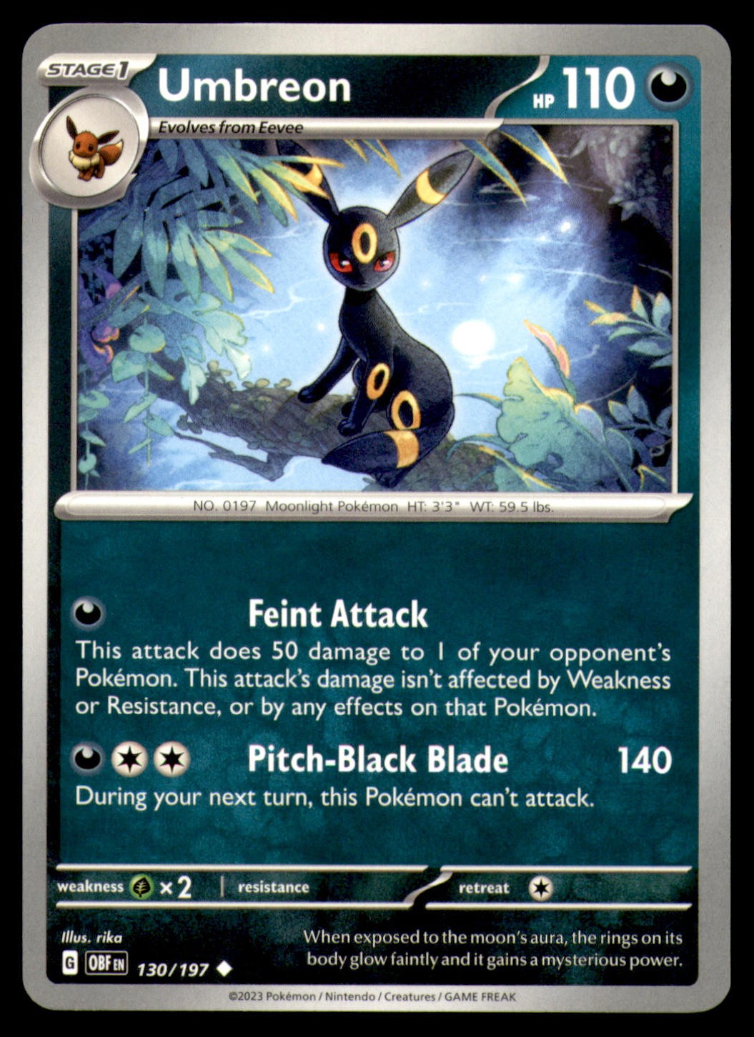 Pokemon TCG Umbreon 130/197 Trucco o Scambio Non Comune BOOster 2024 LP