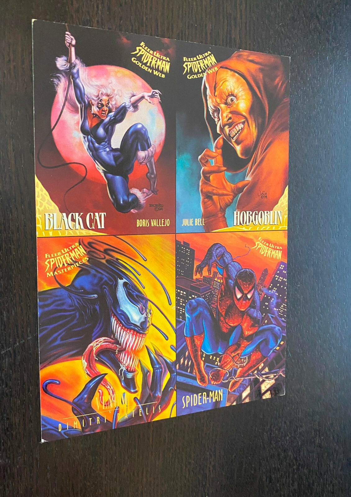 FLEER ULTRA SPIDER-MAN GOLDEN WEB (1995) -- Promo 4 carte collezionabili non tagliate
