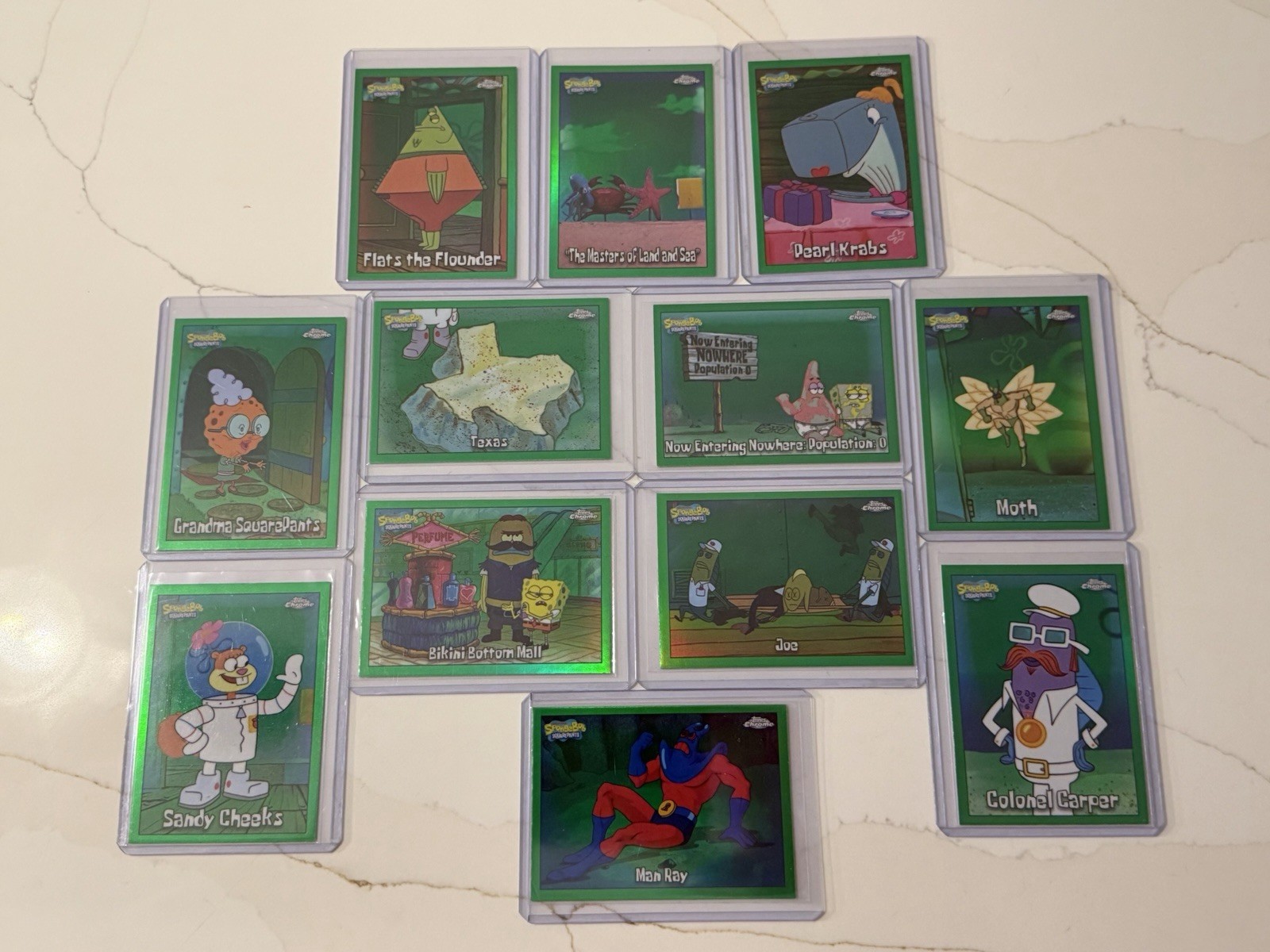 12 SpongeBob SquarePants rifrattore verde 2025 Topps Chrome SpongeBob SquarePants