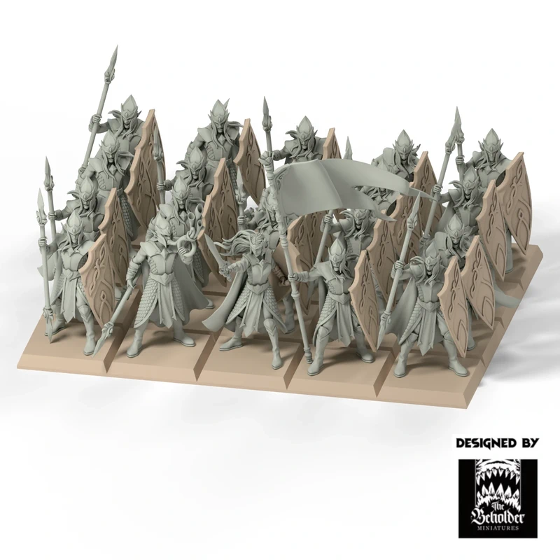 20 Lanceros Elfos Silvanos Beholder 32mm