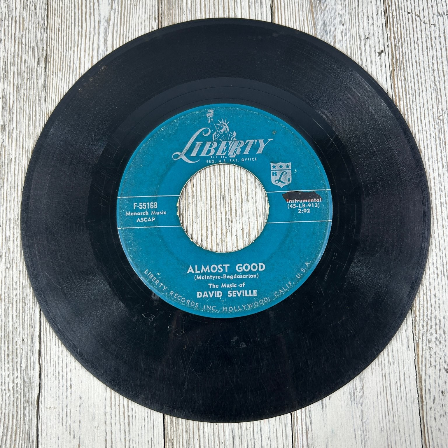 David Seville & The Chipmunks - The Chipmunk Song 7" Record 1958 Liberty Pop 45