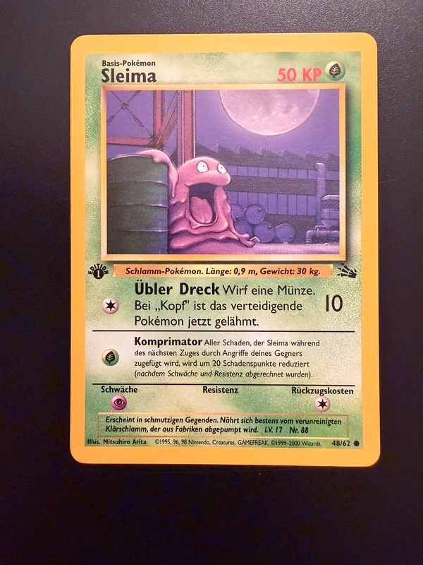 Pokémon Karte Sleima 48/62 – 1. Edition Fossil Set 2000 Vintage – NM