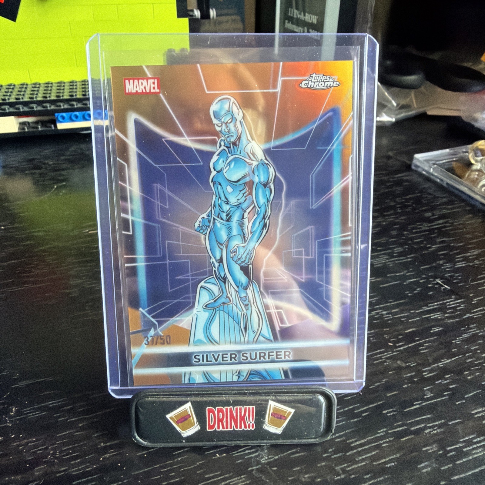2026 Topps Marvel Neon Silver Surfer Chrome Neon Etch Gold Refractor 37/50 #34