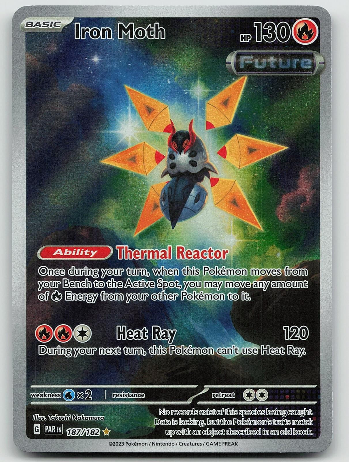 Pokemon Falena di Ferro 187/182 Paradosso Rift Illustrazione Rara Holo NM