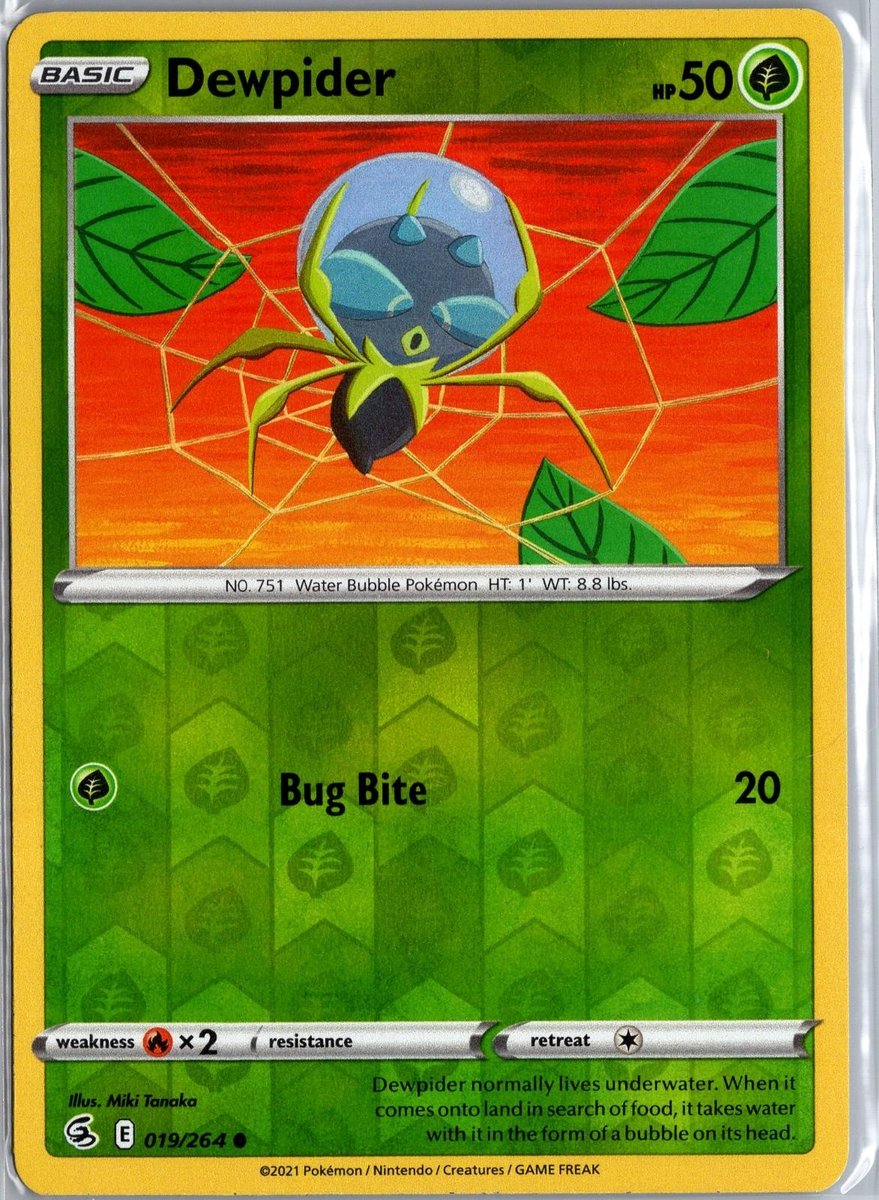 Dewpider 019/264 Common Fusion Strike Pokemon Reverse Holo leggermente giocato