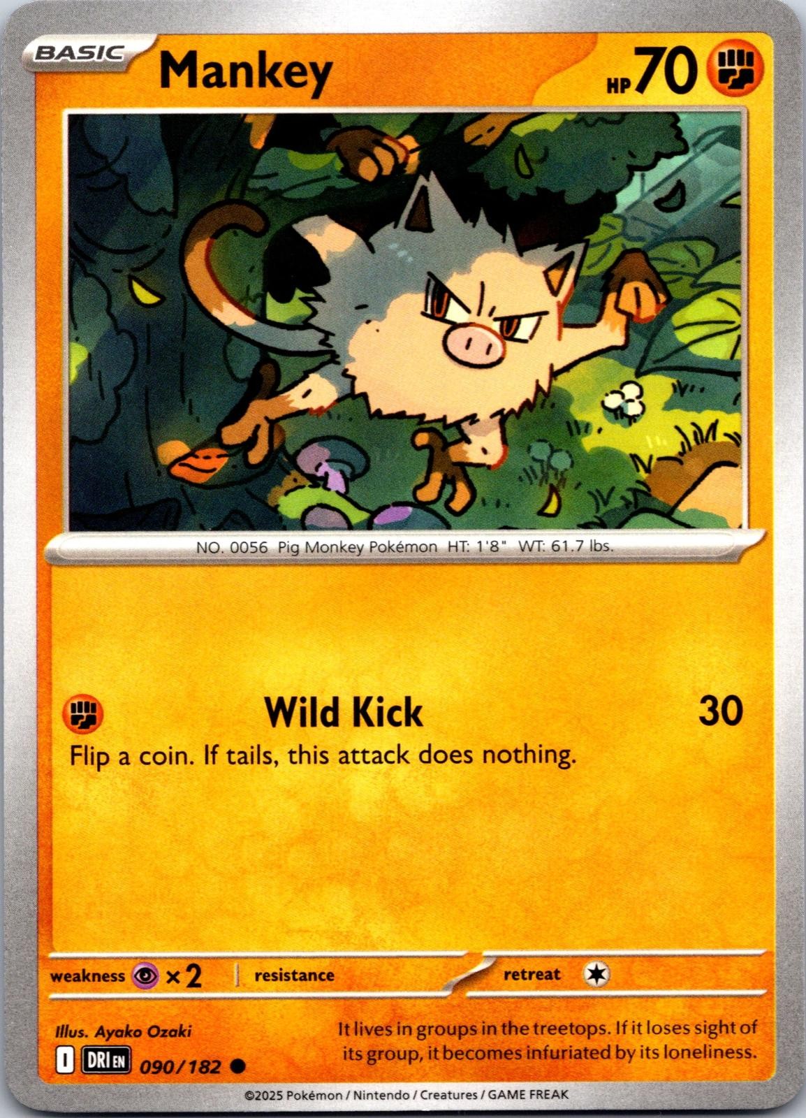 Mankey 090/182 Common Destined Rivals Pokemon Near Mint