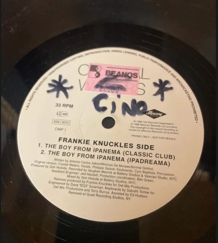 12" House - Frankie Knuckles Remix - Crystal Waters – The Boy From Ipanema