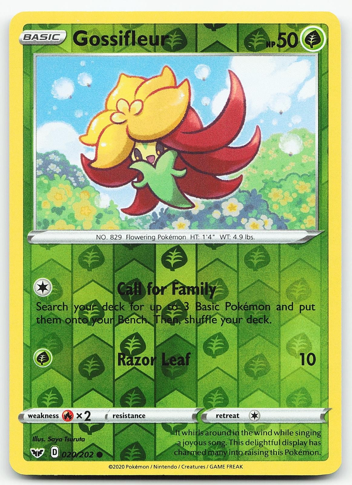 Pokemon Gossifleur 020/202 Spada e Scudo Comune Reverse Holo quasi nuovo