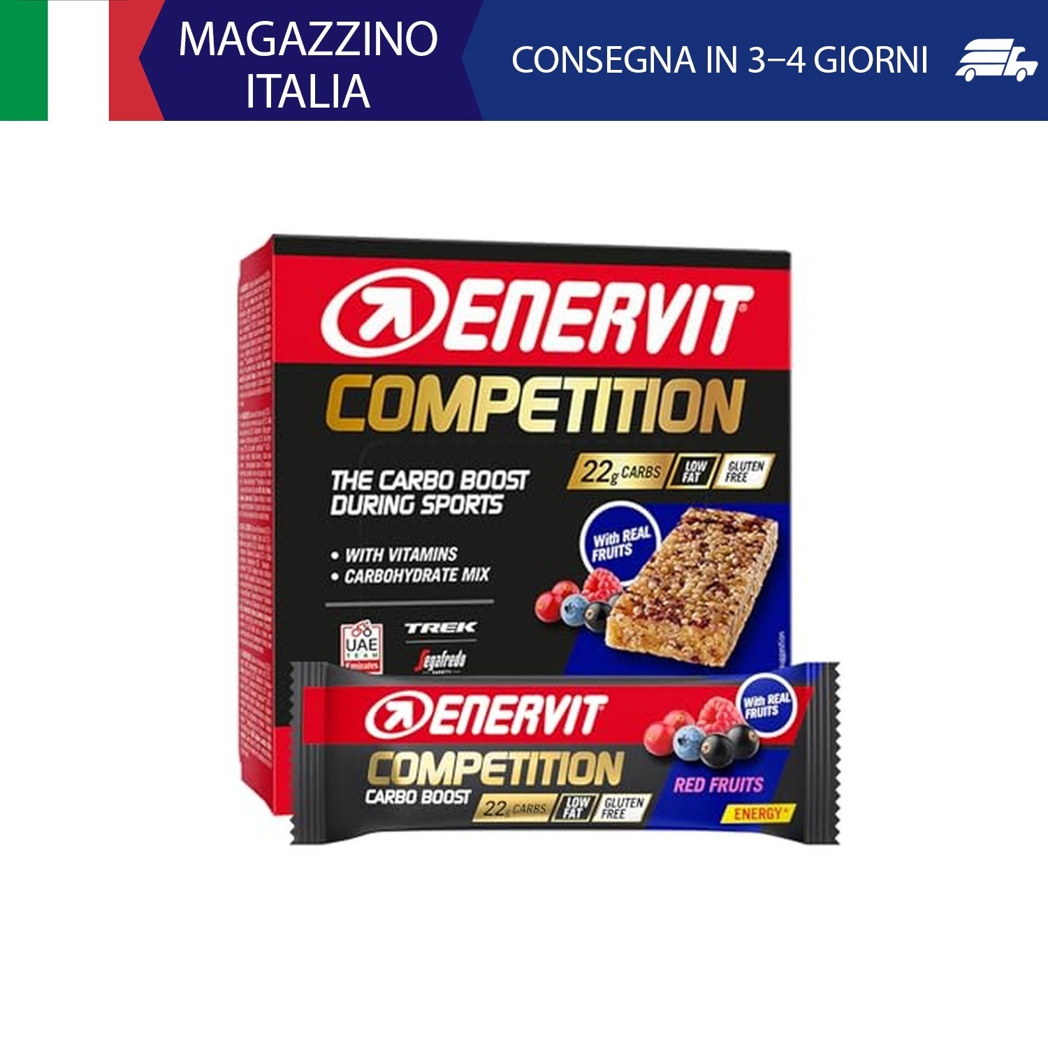 Enervit Competition Bar Red Fruits, Barrette Energetiche, Formula Tecnica, Adatt