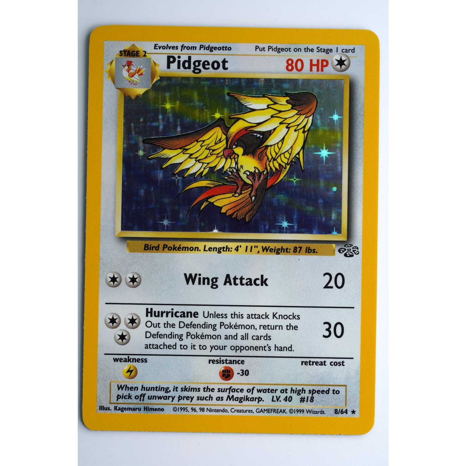 1999 Pokemon Jungle Pidgeot 8/64 Holo Rare Unlimited WOTC English