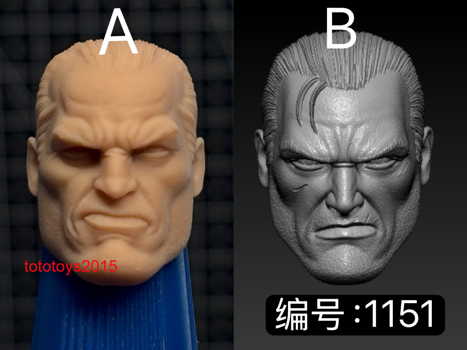 Modellino scultura testa uomo punitore 1:6 1:12 1:18 per corpo action figure 12" 6" 3,75"