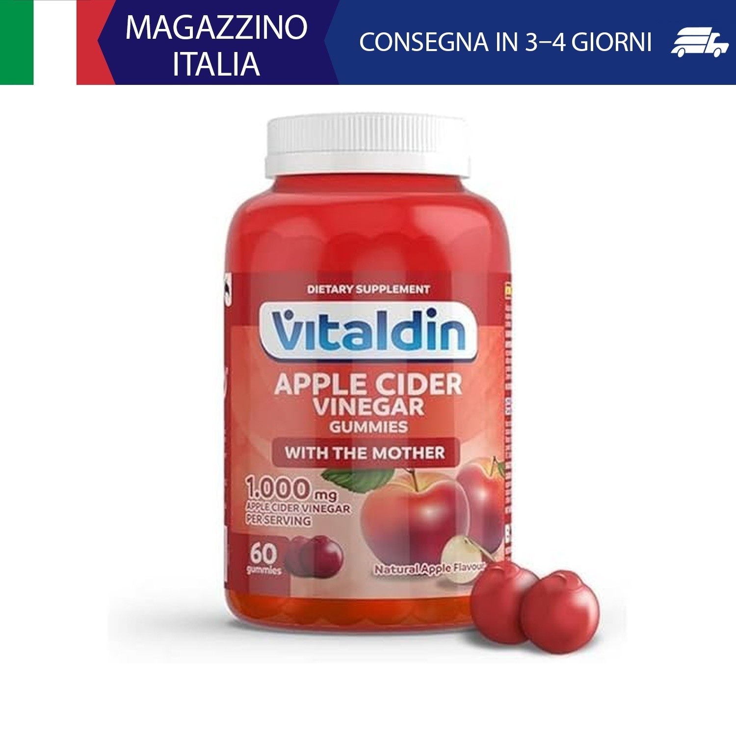 VITALDIN Apple Cider Vinegar gummies - 1.000 mg per dose - 60 Caramelle Gommose