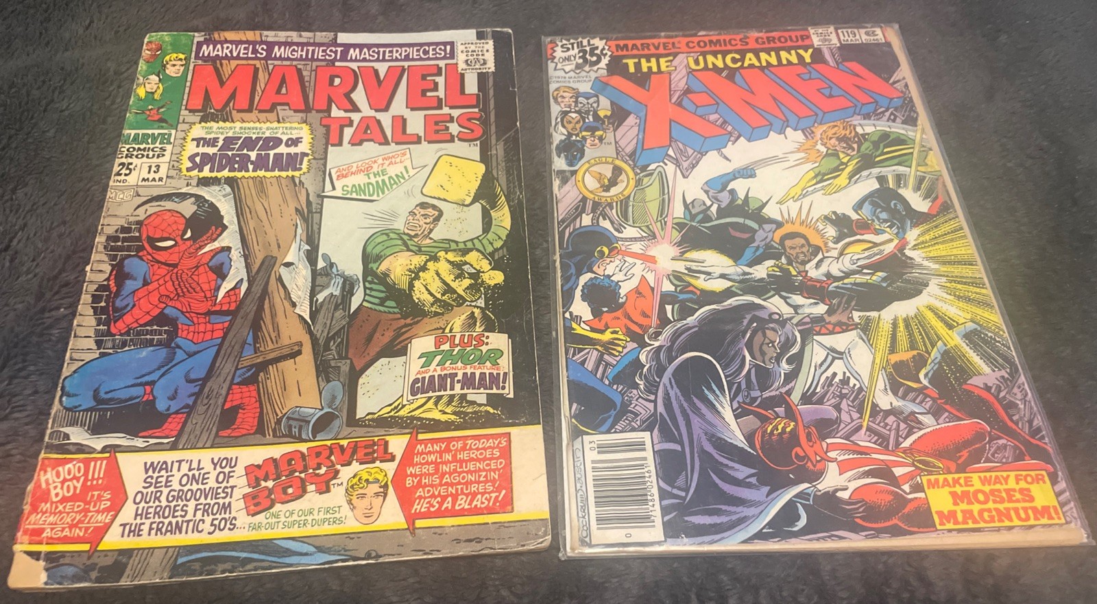 Lotto di 2 vecchi fumetti Marvel Tales #13 e Uncanny X-Men # 119