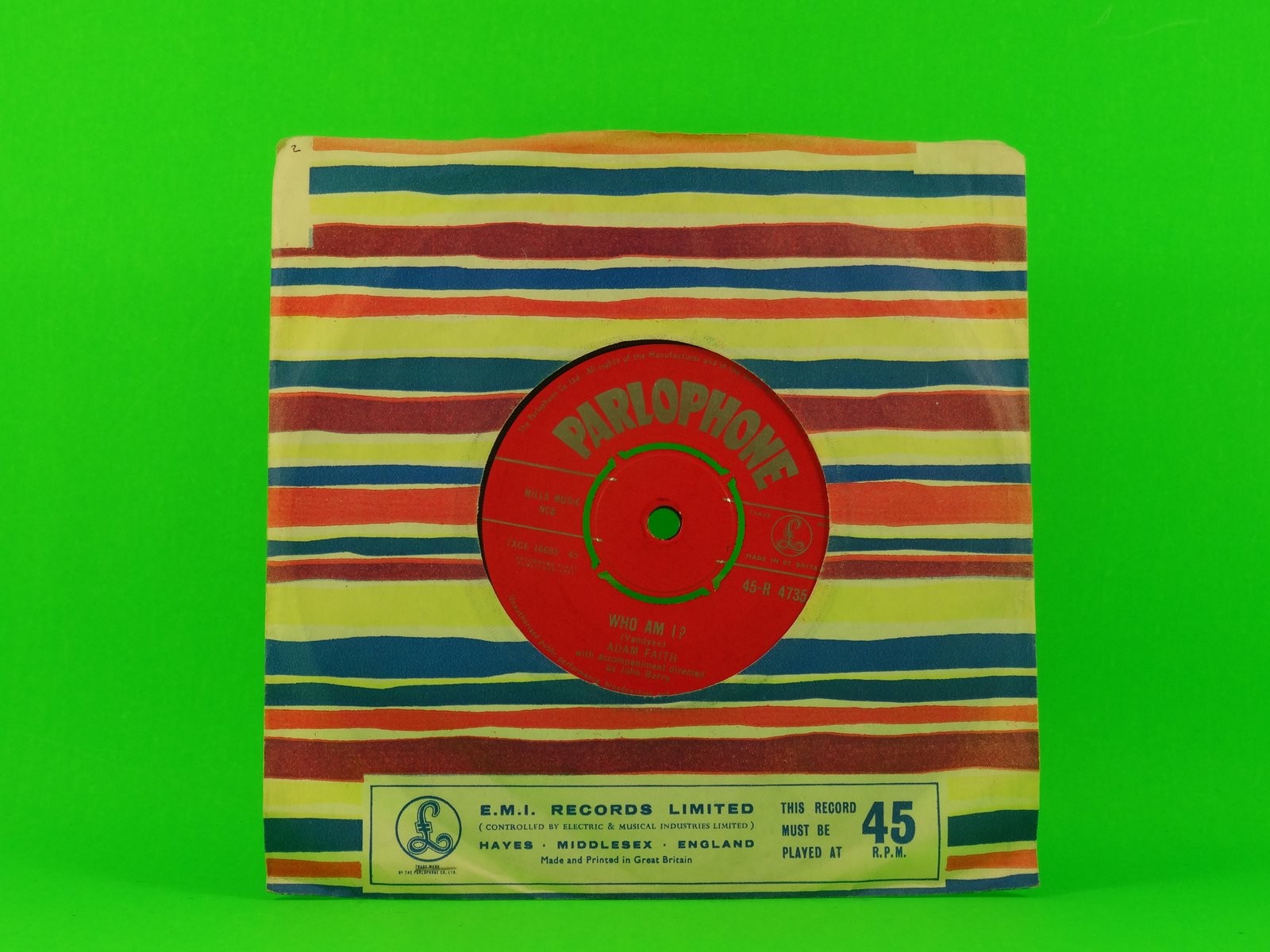 ADAM FAITH WHO AM I (2) (144) 2 Track 7" Single including Company Sleeve PARLOPH