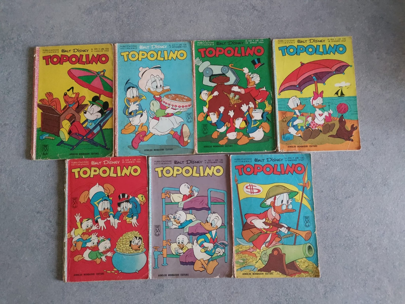 TOPOLINO F.TO LIBRETTO LOTTO DI 7 FUMETTI DAL LUGLIO 1963 AL GIUGNO 1967.