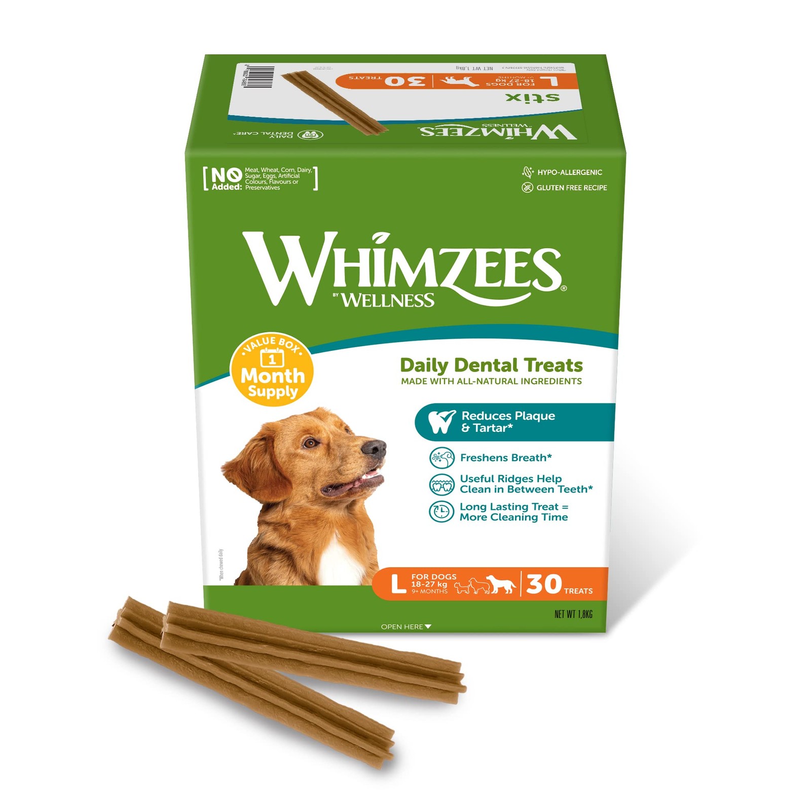 SNACK PER CANI DI TAGLIA GRANDE STIX L FONDO MENSILE 30 PEZZI A LUNGA DURATA