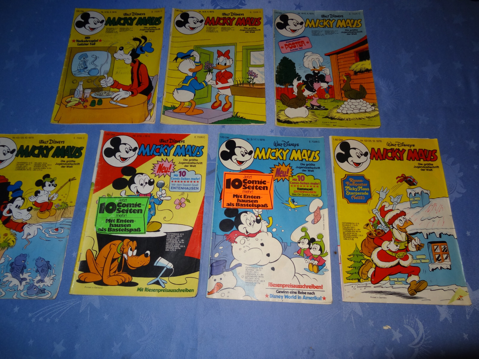 7 x Topolino - 1975 fascicolo 11 + 14 + 19 + 43 - 1976 fascicolo 2 + 3 + 52
